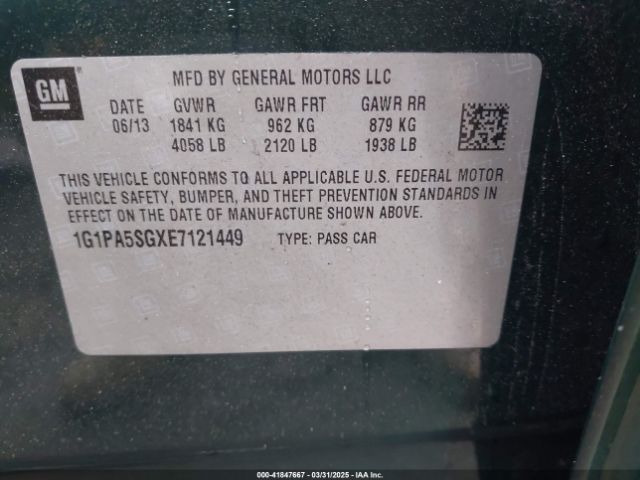1G1PA5SGXE7121449 Chevrolet Cruze Ls Auto