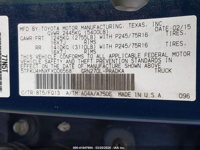 5TFKU4HNXFX006568 Toyota Tacoma Prerunner V6