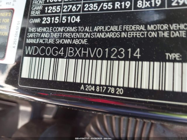WDC0G4JBXHV012314 Mercedes-Benz GLC 300