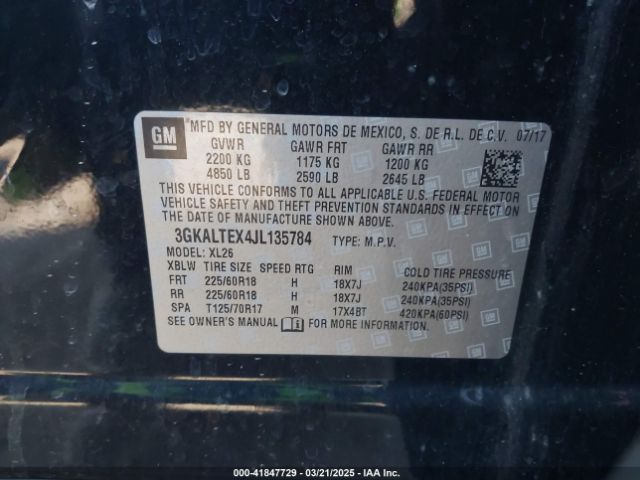 3GKALTEX4JL135784 GMC Terrain Sle