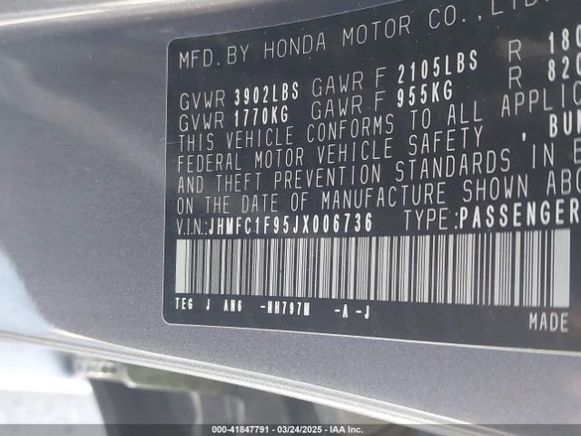 JHMFC1F95JX006736 Honda Civic Touring