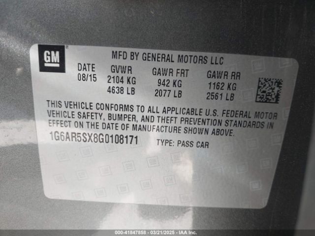 1G6AR5SX8G0108171 Cadillac Cts Luxury Collection