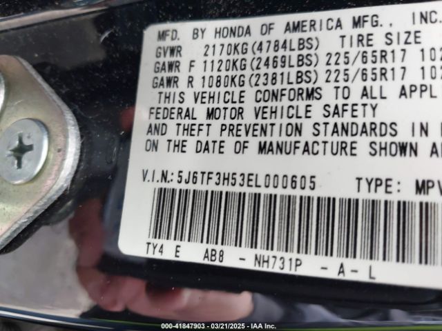 5J6TF3H53EL000605 Honda Crosstour Ex-l