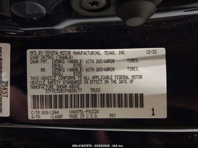 5TFMC5DB1PX020177 Toyota Tundra Hybrid 1794 Edition