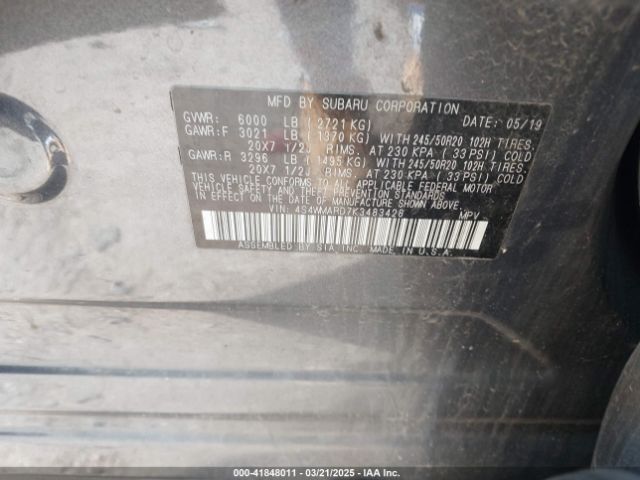 4S4WMARD7K3483428 Subaru Ascent Touring