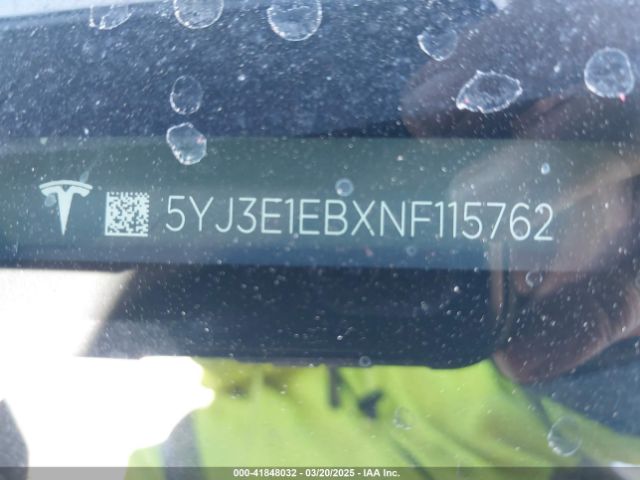 5YJ3E1EBXNF115762 Tesla Model 3 Long Range Dual Motor All-wheel Drive