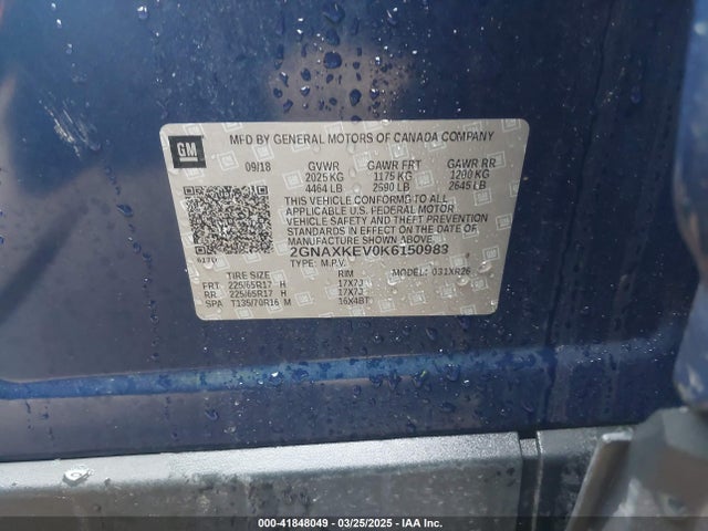 2GNAXKEV0K6150983 Chevrolet EQUINOX LT