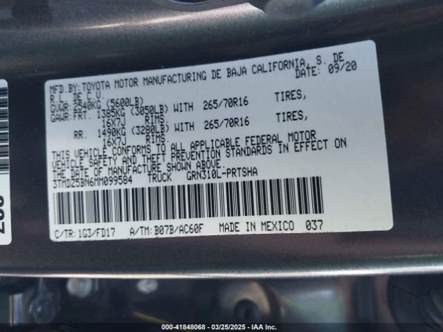 3TMDZ5BN6MM099584 Toyota Tacoma Trd Off-road