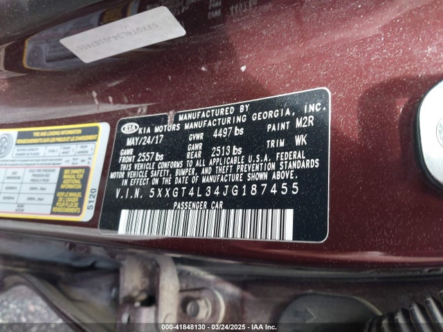 5XXGT4L34JG187455 KIA Optima Lx