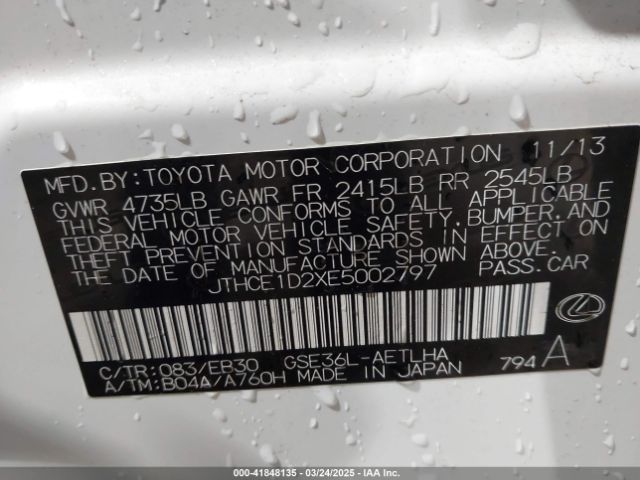 JTHCE1D2XE5002797 Lexus IS 350