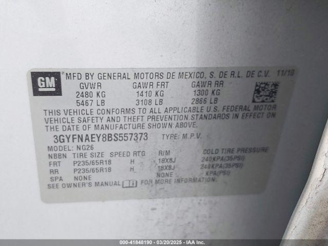 2011 CADILLAC SRX 3GYFNAEY8BS557373 Photo 8