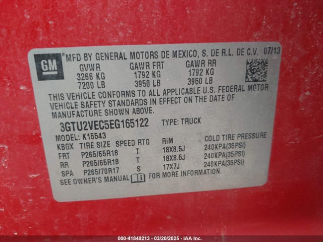 3GTU2VEC5EG165122 GMC Sierra 1500 Slt