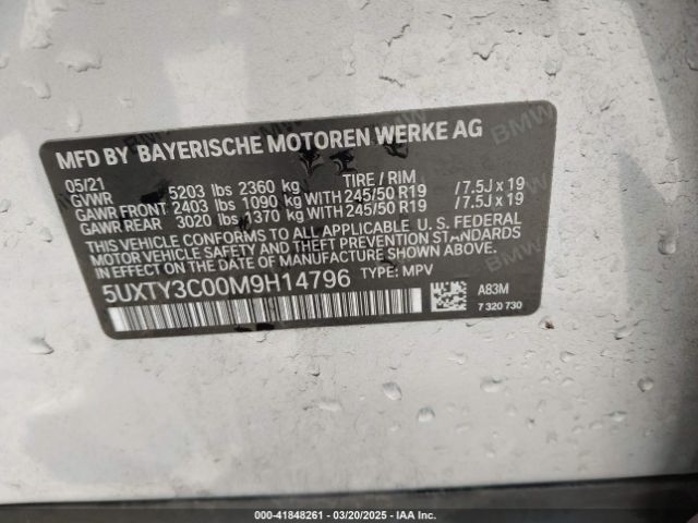 5UXTY3C00M9H14796 BMW X3 Sdrive30i
