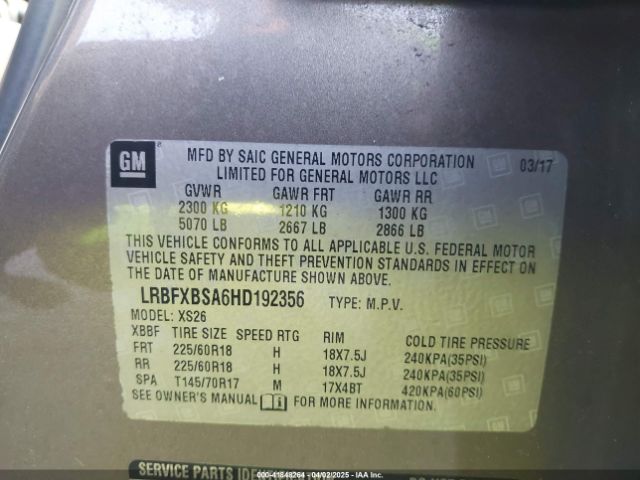 LRBFXBSA6HD192356 Buick Envision Essence