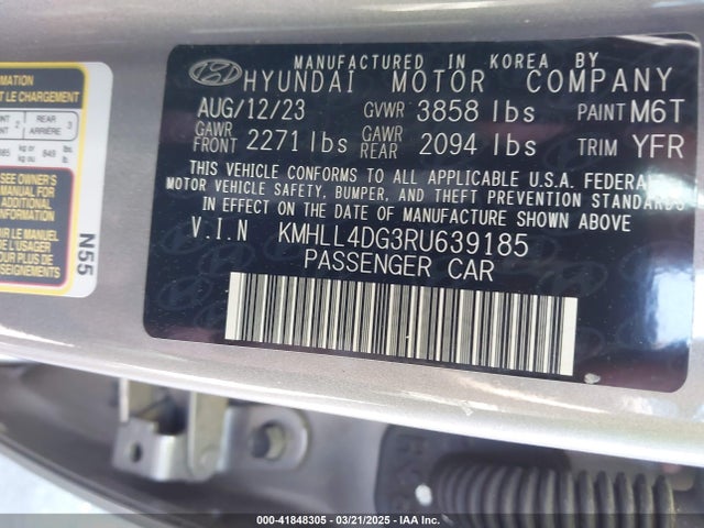 KMHLL4DG3RU639185 Hyundai ELANTRA SE