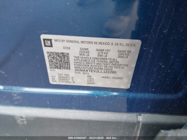 3GNAXTEV2LL122265 Chevrolet Equinox Awd 2fl