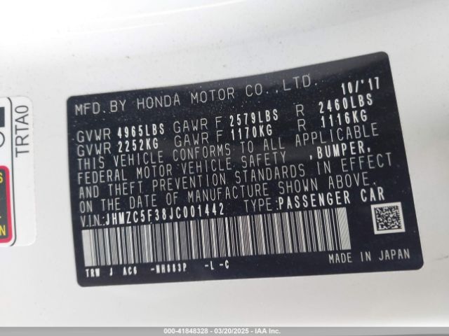 JHMZC5F38JC001442 Honda Clarity Plug-in Hybrid Touring