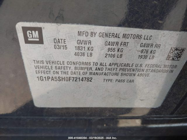 1G1PA5SH0F7214782 Chevrolet Cruze Ls Auto