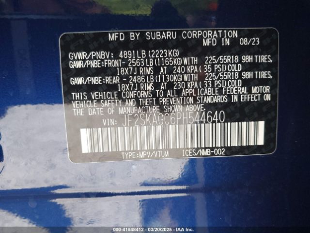 JF2SKAGC6PH544640 Subaru Forester Sport