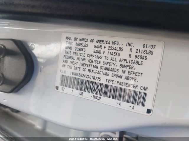 2007 ACURA TL 19UUA66247A018775 Photo 8