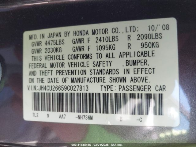 2009 ACURA TSX JH4CU26659C027813 Photo 8