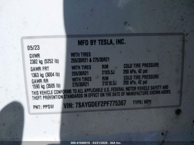 2023 TESLA MODEL Y 7SAYGDEF2PF775367 Photo 8