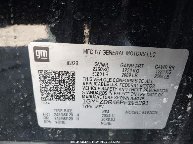 1GYFZDR46PF195391 Cadillac Xt4 Awd Premium Luxury