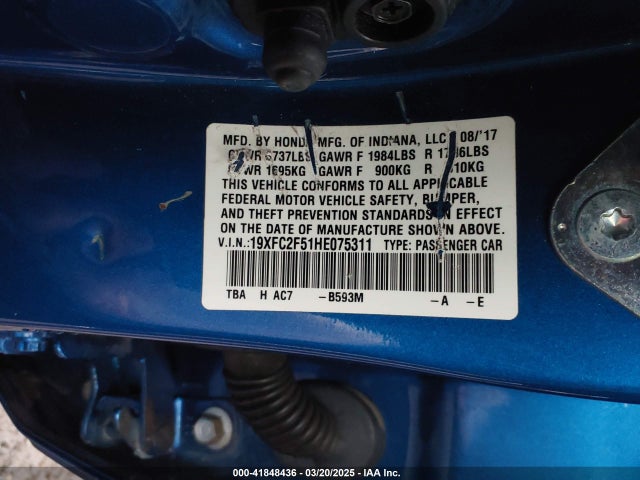 19XFC2F51HE075311 Honda Civic Lx