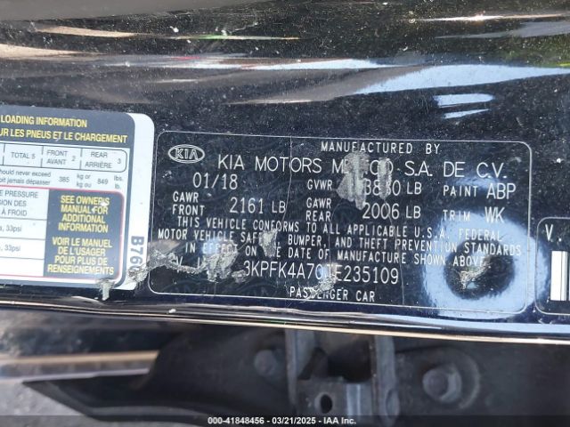 3KPFK4A70JE235109 KIA FORTE LX