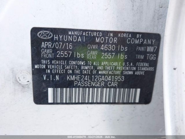 KMHE24L12GA041953 Hyundai Sonata Hybrid Se