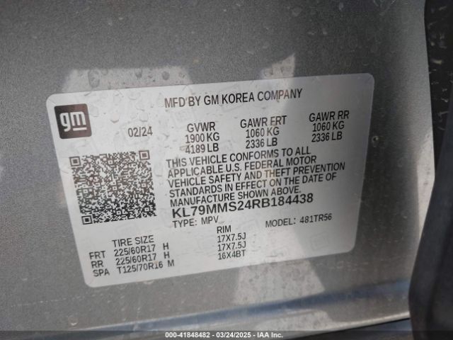 KL79MMS24RB184438 Chevrolet Trailblazer Fwd Ls
