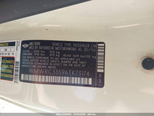 2006 MINI COOPER WMWRC33596TK73174 Photo 8