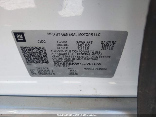 2020 BUICK ENCLAVE 5GAERBKW7LJ201659 Photo 8