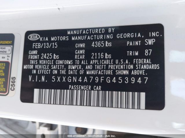 5XXGN4A79FG453947 KIA OPTIMA EX