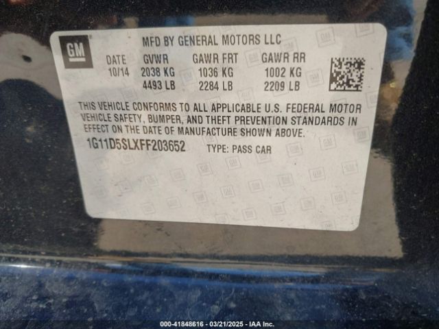 1G11D5SLXFF203652 Chevrolet MALIBU 2LT