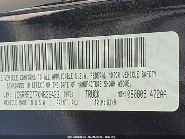 1C6RREDT7KN635423 RAM 1500 Laramie  4x2 6'4 Box