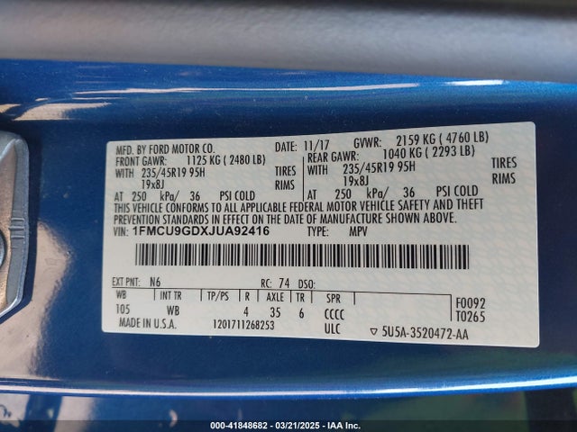 1FMCU9GDXJUA92416 Ford ESCAPE SE