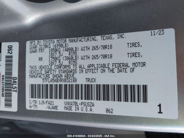 5TFLA5ABXRX032188 Toyota Tundra Sr5 2wd