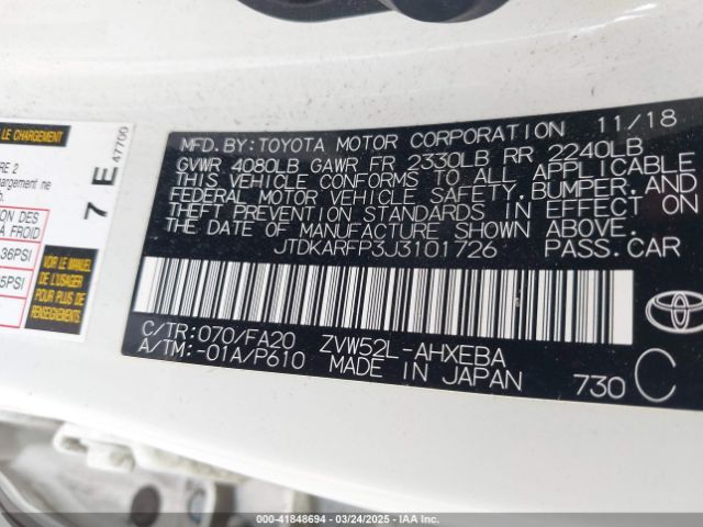 JTDKARFP3J3101726 Toyota Prius Prime Plus