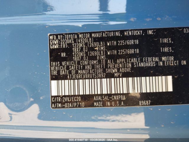 4T3E6RFV8RU153892 Toyota Rav4 Hybrid Xse