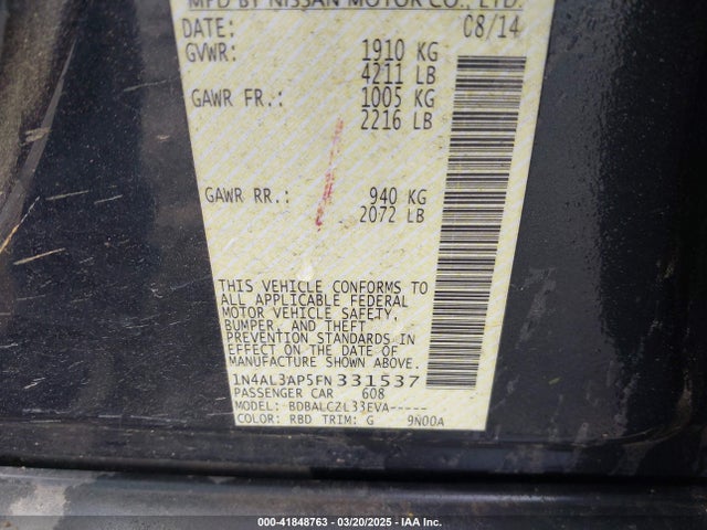 1N4AL3AP5FN331537 Nissan Altima 2.5 S