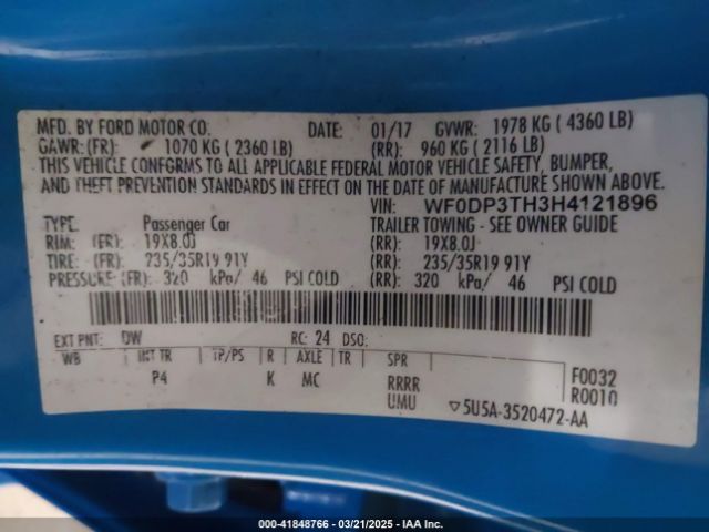 WF0DP3TH3H4121896 Ford FOCUS RS