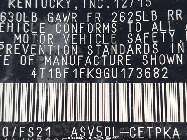 4T1BF1FK9GU173682 Toyota CAMRY SE