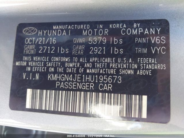 KMHGN4JE1HU195673 Genesis G80 3.8