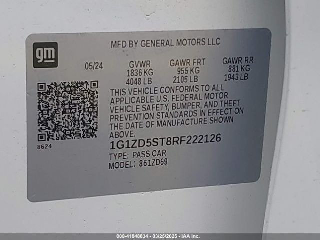 1G1ZD5ST8RF222126 Chevrolet Malibu Fwd 1lt