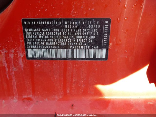 3VWN57BU0KM174678 Volkswagen Jetta 1.4t S