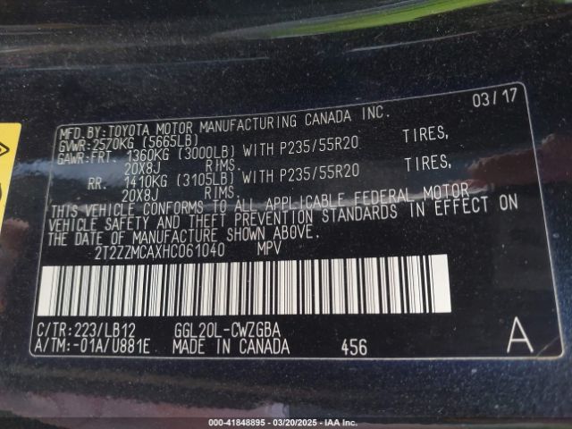 2T2ZZMCAXHC061040 Lexus RX 350