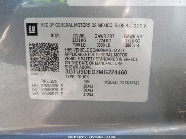 3GTU9DED7MG224460 GMC Sierra 1500 4wd  Short Box Slt