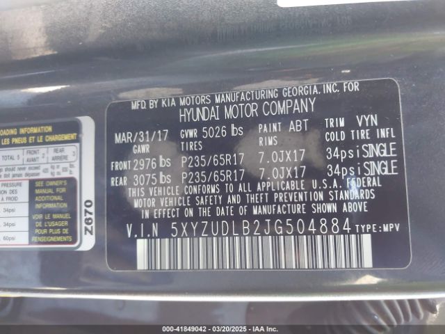 2018 HYUNDAI SANTA FE SPORT 5XYZUDLB2JG504884 Photo 8