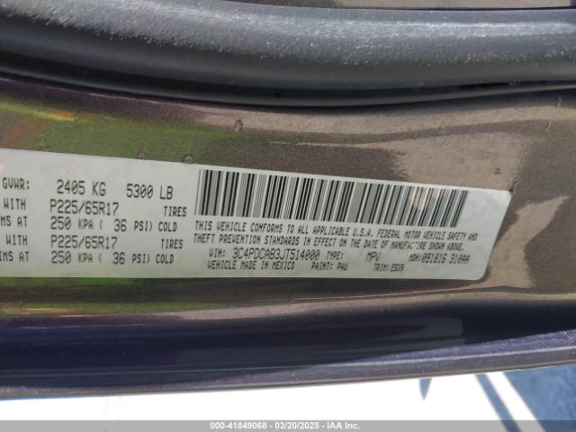 3C4PDCAB3JT514000 Dodge JOURNEY SE